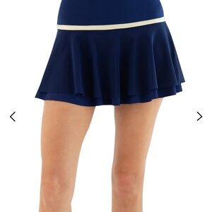 Women's Flouncy Skirt with Mesh Overlay & Built-In Shorts - Ink/Silver Sand